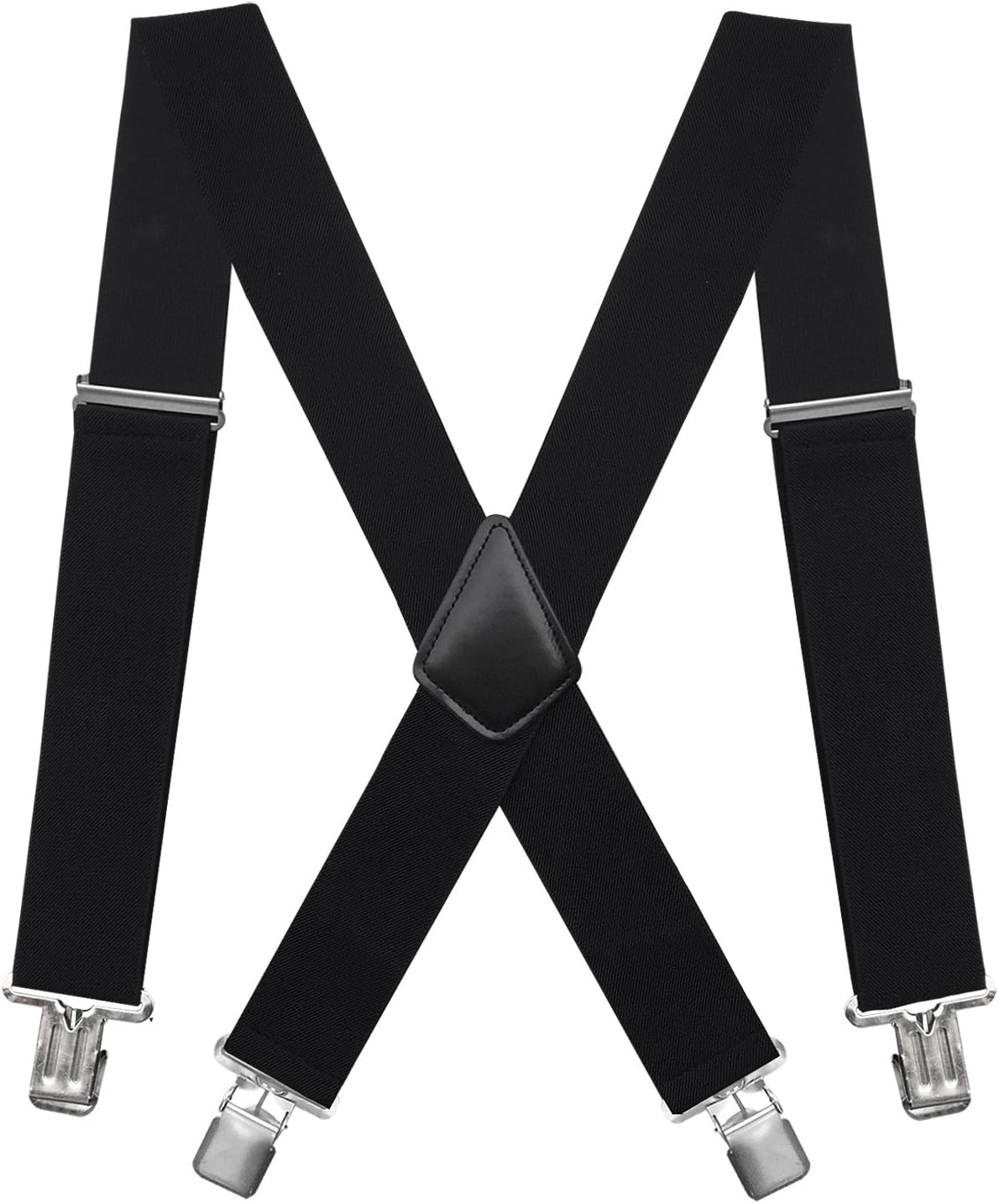 Mens Suspenders X-Back 2" Wide Adjustable Solid Straight Clip Suspenders V1259-DP01-A-3113