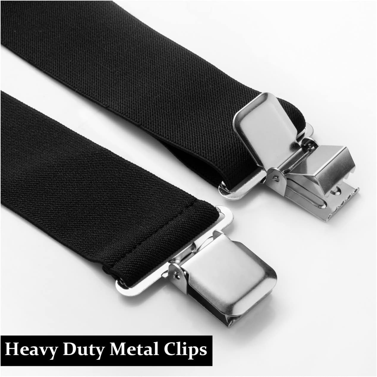 Mens Suspenders X-Back 2" Wide Adjustable Solid Straight Clip Suspenders V1259-DP01-A-3113