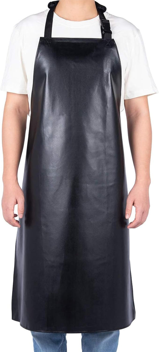 Heavy Duty Vinyl Waterproof Apron for Unisex Adult, Ultra Lightweight, Industrial Apron, Black V1259-DP01-A-3120