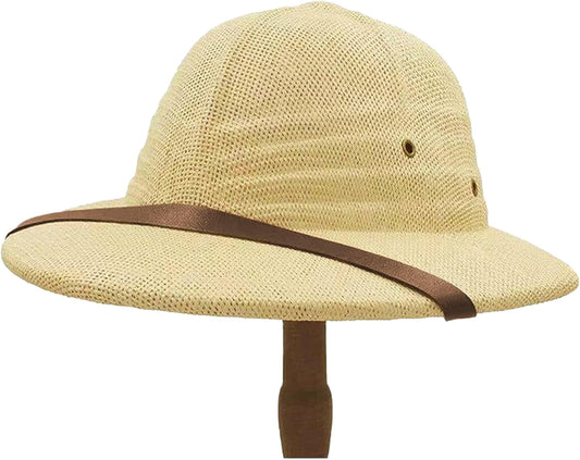 Straw Helmet Pith Bucket Sun Hat Men Vietnam War Army Hat Dad Boater Jungle Safari Explorer Miners Cap V1259-DP01-A-3123