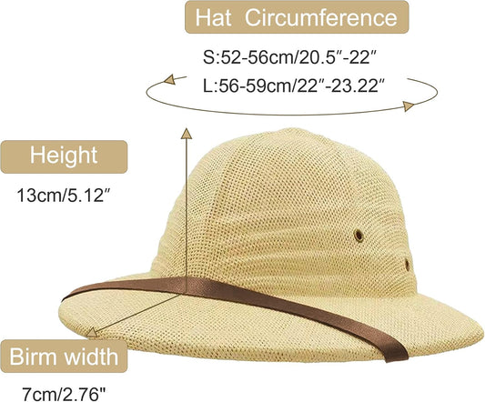 Straw Helmet Pith Bucket Sun Hat Men Vietnam War Army Hat Dad Boater Jungle Safari Explorer Miners Cap V1259-DP01-A-3123