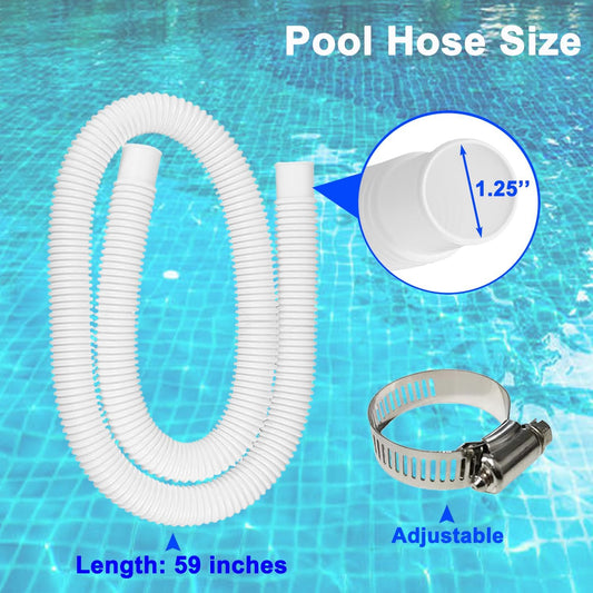 2 Pack 1.25" x 59" Pool Hose, Swimming Pool Replacement Hoses for Above Ground Pools, Pool Pump Hose for V1259-DP01-A-3125