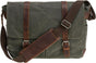Vintage Genuine Leather Waxed Canvas Briefcase Large Satchel Shoulder Bag Rugged Computer 15.6" Laptop Bag V1259-DP01-A-3126