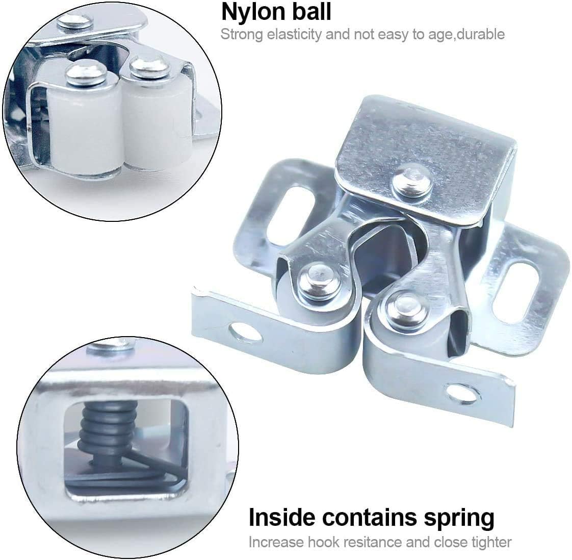 12 Pcs Double Roller Catch, Heavy Duty Door Catches Ball Latch with Screws for Cabinet/Closet/Doors/Cupboard V1259-DP01-A-3134