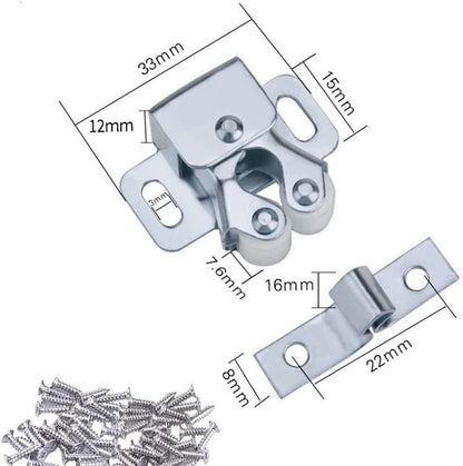 12 Pcs Double Roller Catch, Heavy Duty Door Catches Ball Latch with Screws for Cabinet/Closet/Doors/Cupboard V1259-DP01-A-3134