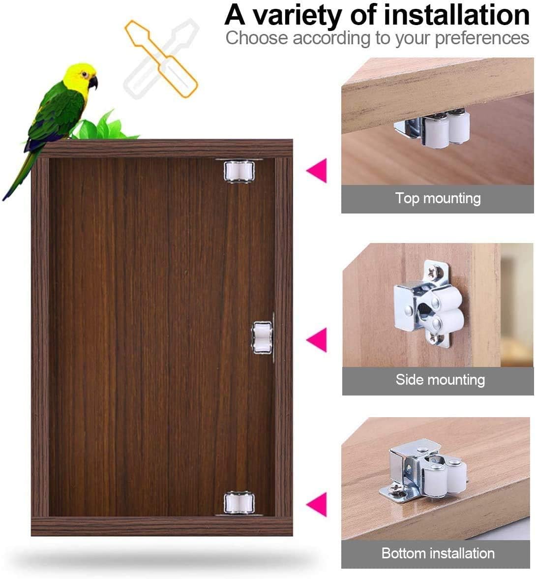 12 Pcs Double Roller Catch, Heavy Duty Door Catches Ball Latch with Screws for Cabinet/Closet/Doors/Cupboard V1259-DP01-A-3134