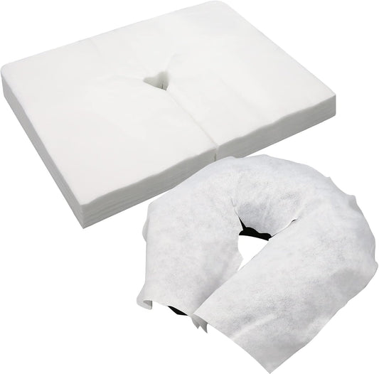 100PCS Upgrade Disposable Face Cradle Covers, Medical-Grade, Ultra Soft, Luxurious, Non-Sticking Massage Face V1259-DP01-A-3139