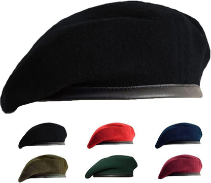 British Military Berets for Men and Women,Wool and Leather Army Beret Hats V1259-DP01-A-3142