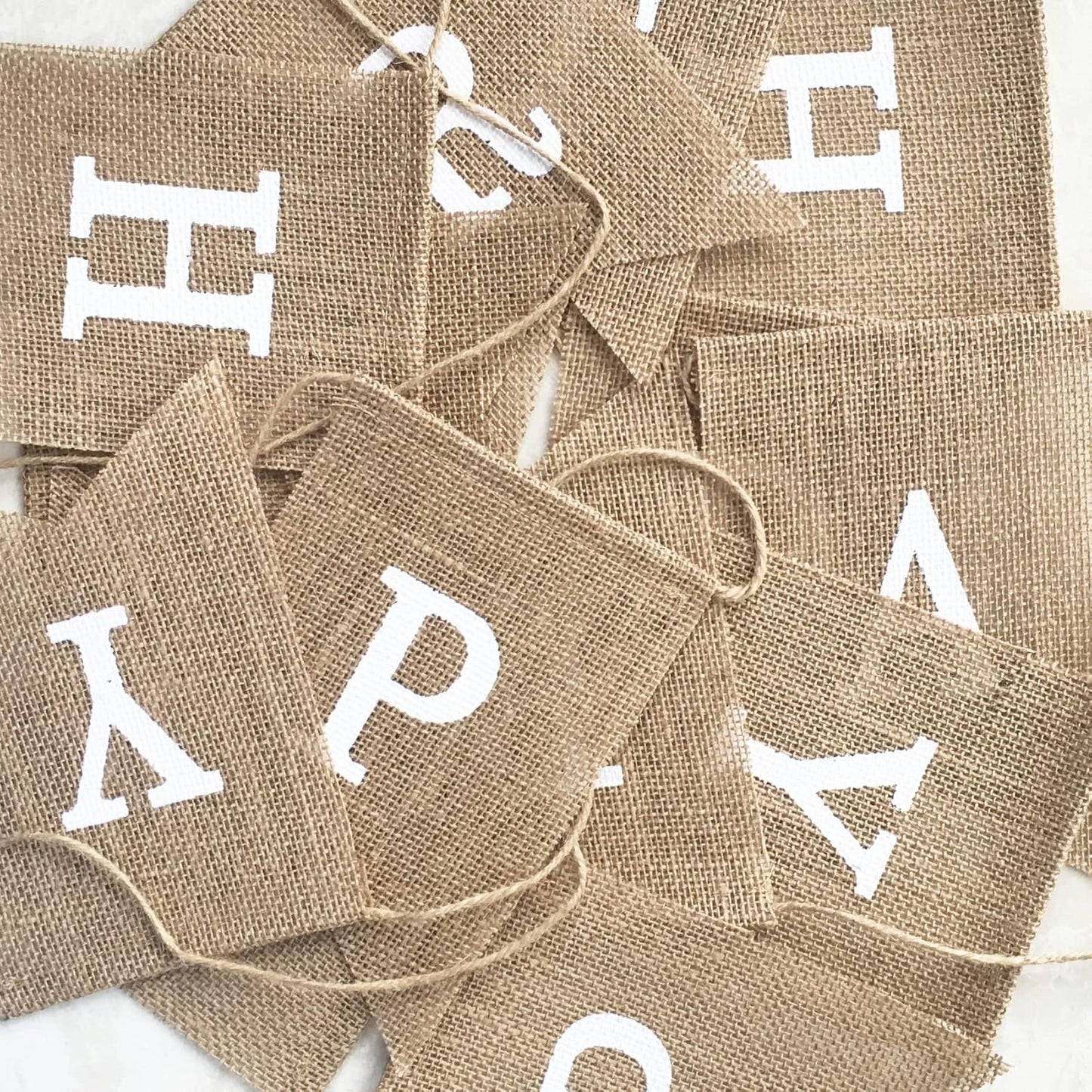 Happy Birthday Banner for Birthday Party Decorations, Rustic Burlap Bunting Swallowtail Flags, 2 in 1 V1259-DP01-A-3146