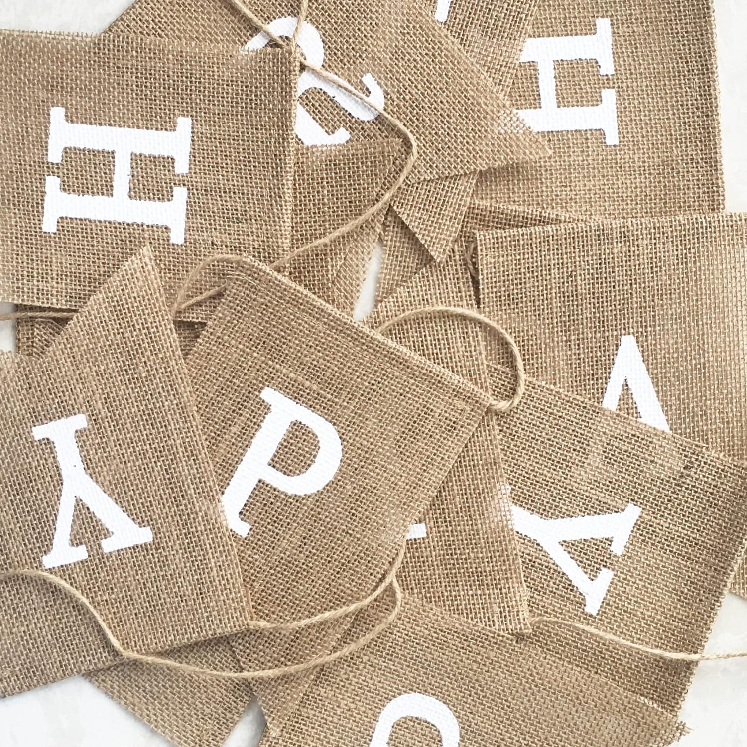 Happy Birthday Banner for Birthday Party Decorations, Rustic Burlap Bunting Swallowtail Flags, 2 in 1 V1259-DP01-A-3146