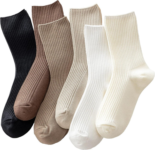 Womens Cute Crew Socks Casual Athletic Aesthetic Socks Neutral Cotton Socks for Women Granola Girls Clothes V1259-DP01-A-3147