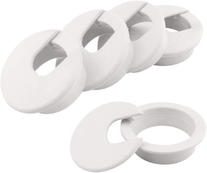 2" White Desk Grommet, Plastic Wire Organizers, Computer Cable Hole Cover Plug Cap Insert(5 Pack) V1259-DP01-A-3148