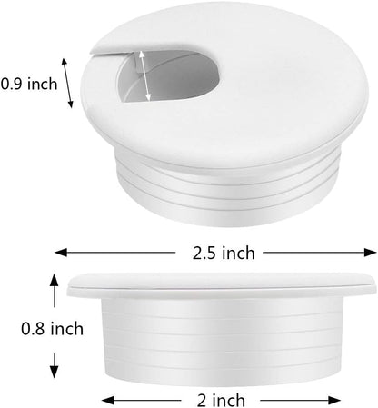 2" White Desk Grommet, Plastic Wire Organizers, Computer Cable Hole Cover Plug Cap Insert(5 Pack) V1259-DP01-A-3148