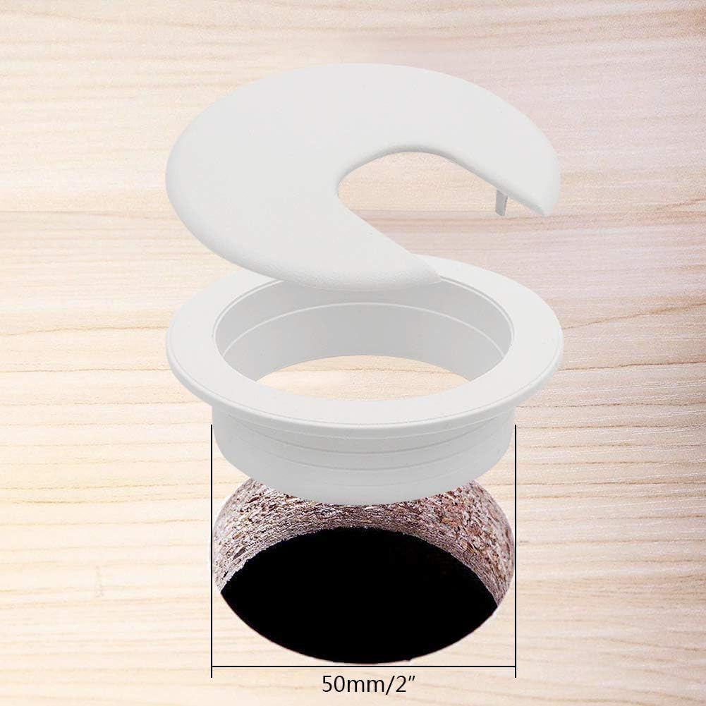 2" White Desk Grommet, Plastic Wire Organizers, Computer Cable Hole Cover Plug Cap Insert(5 Pack) V1259-DP01-A-3148