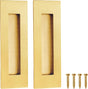 Recessed Finger Flush Pulls for Pocket, Sliding Barn Door - Brushed Gold Stainless Steel Rectangular Door V1259-DP01-A-3152