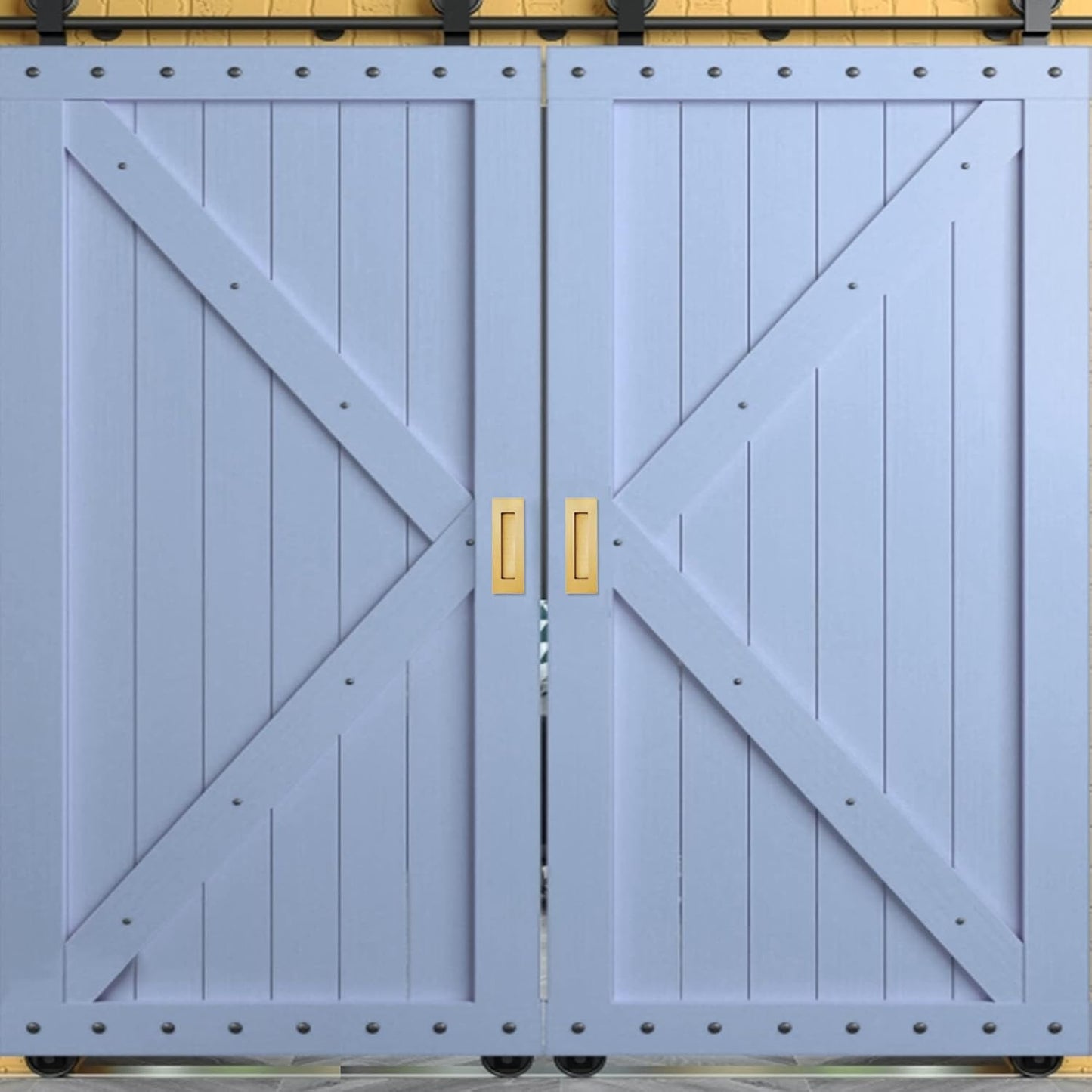 Recessed Finger Flush Pulls for Pocket, Sliding Barn Door - Brushed Gold Stainless Steel Rectangular Door V1259-DP01-A-3152