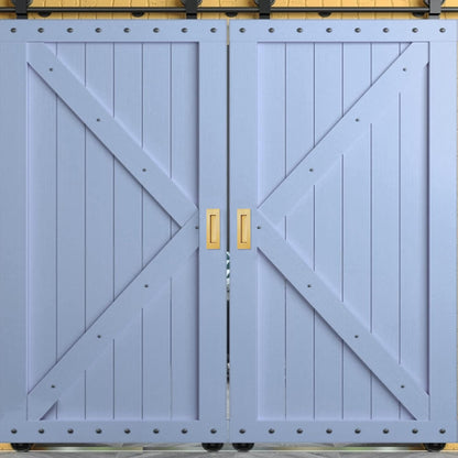 Recessed Finger Flush Pulls for Pocket, Sliding Barn Door - Brushed Gold Stainless Steel Rectangular Door V1259-DP01-A-3152