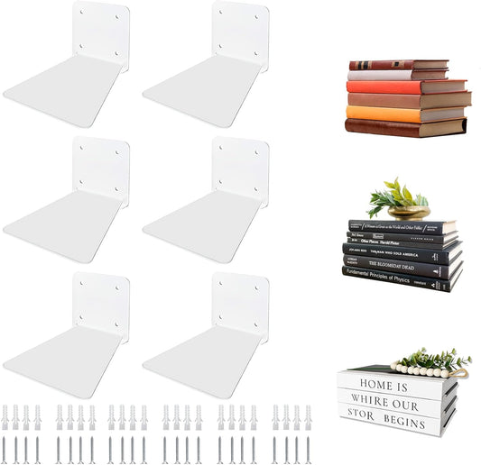 Invisible Floating Bookshelf - Modern White Wall Mount Metal Shelves for Room, Bedroom Bookcase, Small V1259-DP01-A-3157