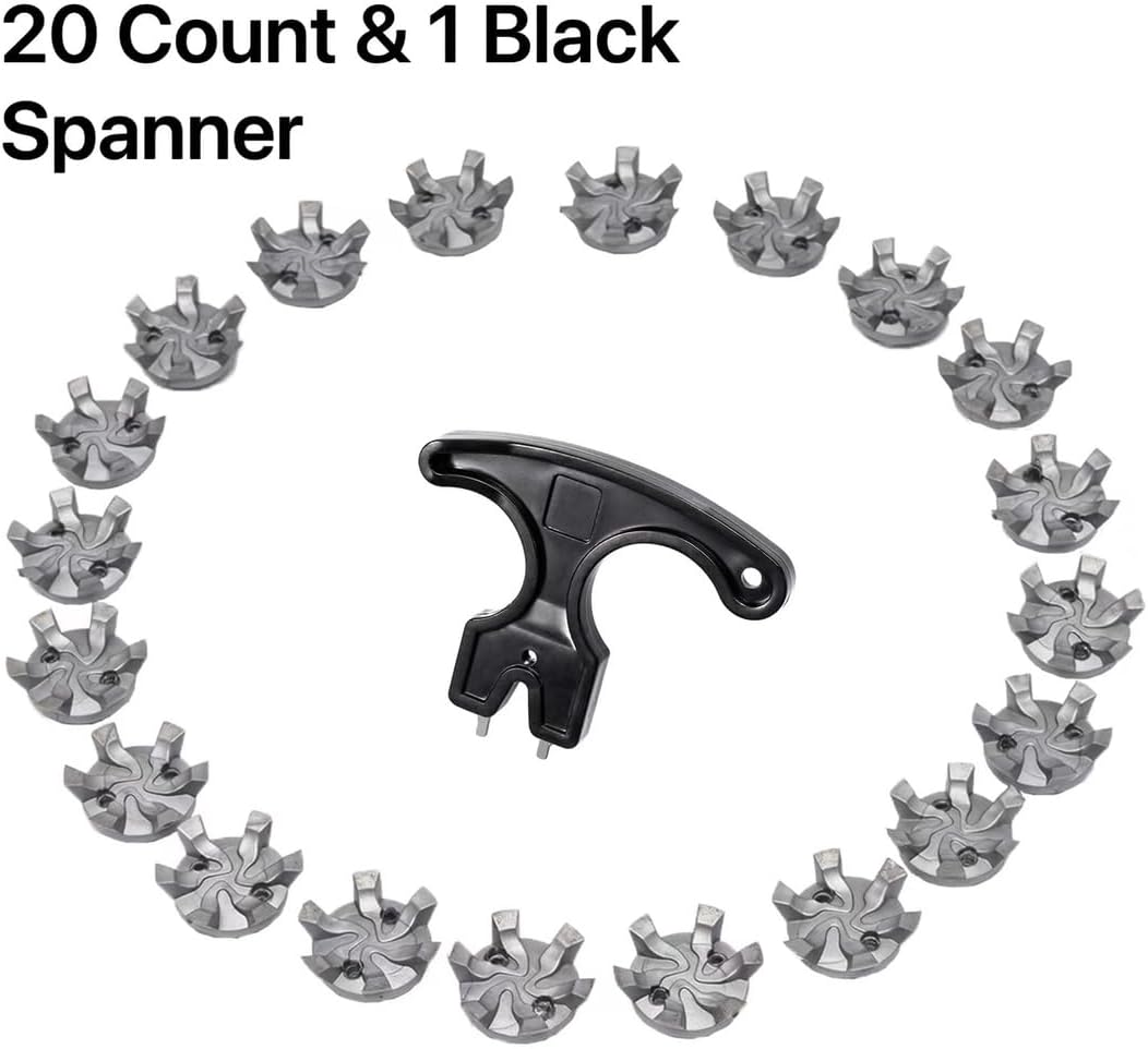 Golf Shoe Spikes Cleat Metal Thread Screw 6mm Dia, 20 Count & 1 Wrench V1259-DP01-A-3160