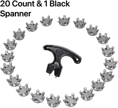 Golf Shoe Spikes Cleat Metal Thread Screw 6mm Dia, 20 Count & 1 Wrench V1259-DP01-A-3160