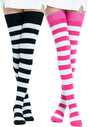 Extra Long Cotton Stripe Thigh High Socks Over the Knee High Socks V1259-DP01-A-3163
