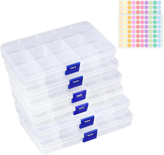 6-Pack Plastic Organizer Box, Clear Storage Containers with Adjustable Dividers, Tackle Box, Craft Storage V1259-DP01-A-3165