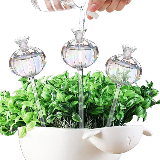 3 PCS Self Plant Watering Globes Insert, Clear Glass Watering Bulbs with Removable Sealing Plug, Plant V1259-DP01-A-3166
