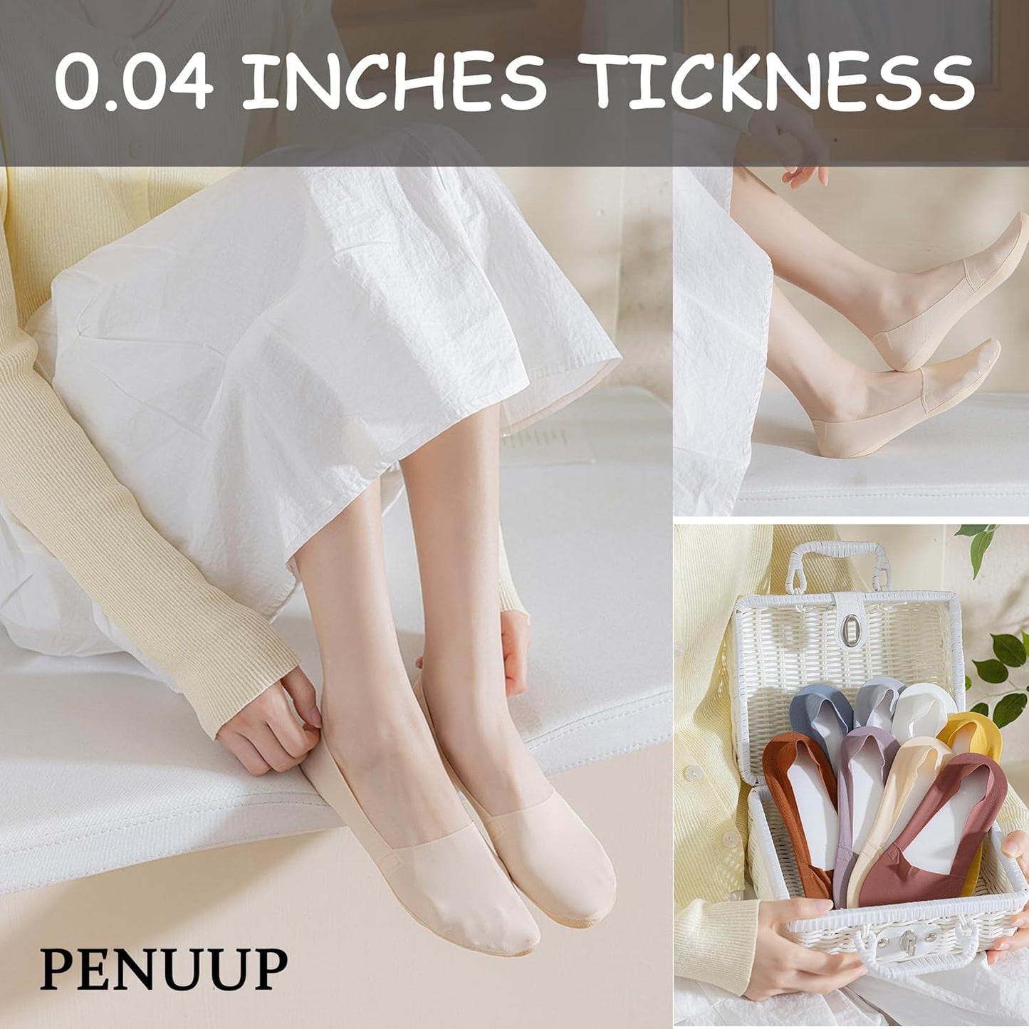 6 Pack No Show Socks Women Thin Socks Low Cut Liner Socks Non Slip Invisible for Flats Boat V1259-DP01-A-3174