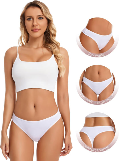 Women's Breathable Cotton Thong Panties Pack of 6 V1259-DP01-A-3177
