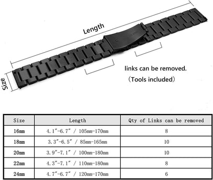 Quick Release Watch Strap,16mm 18mm 20mm 22mm 24mm Premium Solid Stainless Steel Watch Band Replacement V1259-DP01-A-3178