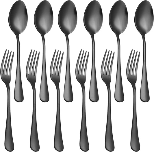 Set of 12, Stainless Steel Dinner Forks and Spoons Silverware Set, Heavy-Duty Forks (8 Inch) and Spoons (6.7 V1259-DP01-A-3179