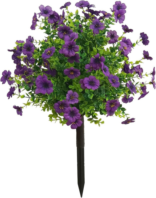 Artificial Boxwood Topiary Balls Trees with Flowers for Outdoor Fake Plants with Ground Spike 24 Inch V1259-DP01-A-3183