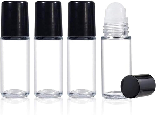 4PCS Essential Oil rolling Bottle, 30ml Portable Transparent Empty Glass Essential Oil Rolling V1259-DP01-A-3187