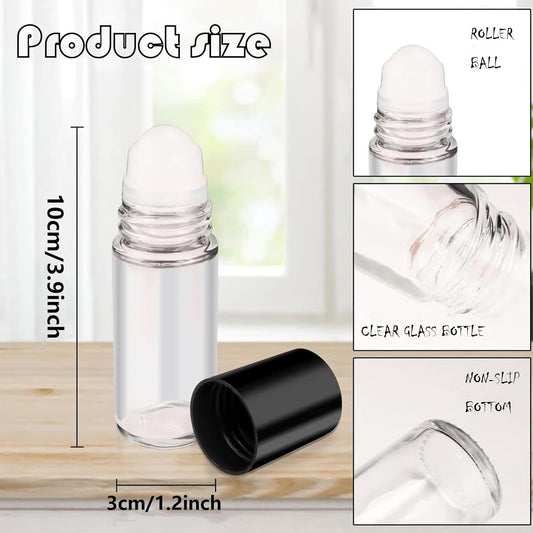 4PCS Essential Oil rolling Bottle, 30ml Portable Transparent Empty Glass Essential Oil Rolling V1259-DP01-A-3187