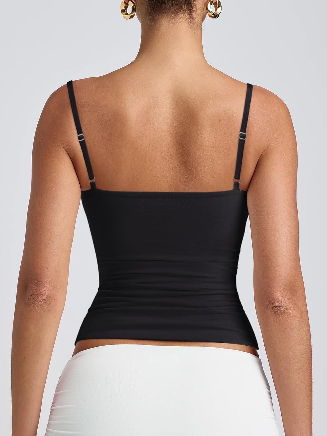 Women's Basic Double Lined Scoop Neck Tank Tops Adjustable Cami Tank Summer Sleeveless Tops V1259-DP01-A-3196