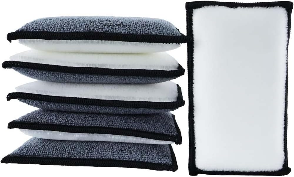 6 PCS Car Interior Cleaning Sponge, Microfiber Scrubbing Pads for Plastic Leather Upholstery, Auto Detailing V1259-DP01-A-3198