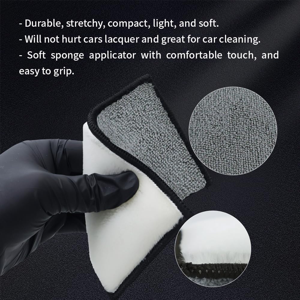 6 PCS Car Interior Cleaning Sponge, Microfiber Scrubbing Pads for Plastic Leather Upholstery, Auto Detailing V1259-DP01-A-3198