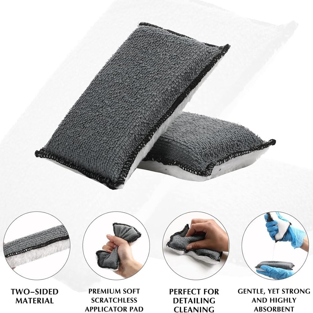 6 PCS Car Interior Cleaning Sponge, Microfiber Scrubbing Pads for Plastic Leather Upholstery, Auto Detailing V1259-DP01-A-3198