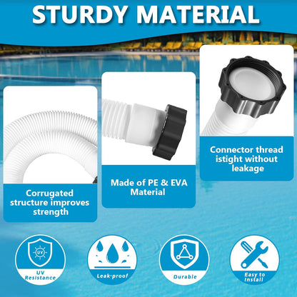 2 Pcs Pool Hoses for Above Ground Pools 1 1/2 Inch Diameter 59" Long Pool Pump Hose Replacement Filter Pump V1259-DP01-A-3200