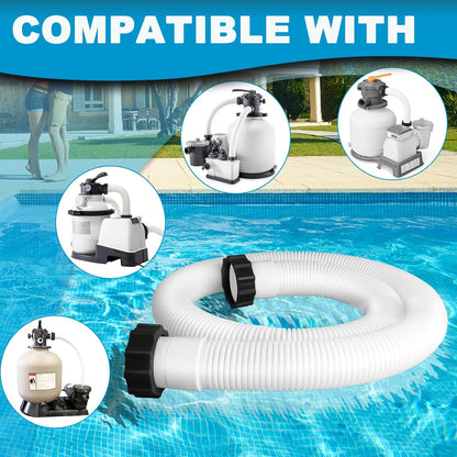 2 Pcs Pool Hoses for Above Ground Pools 1 1/2 Inch Diameter 59" Long Pool Pump Hose Replacement Filter Pump V1259-DP01-A-3200