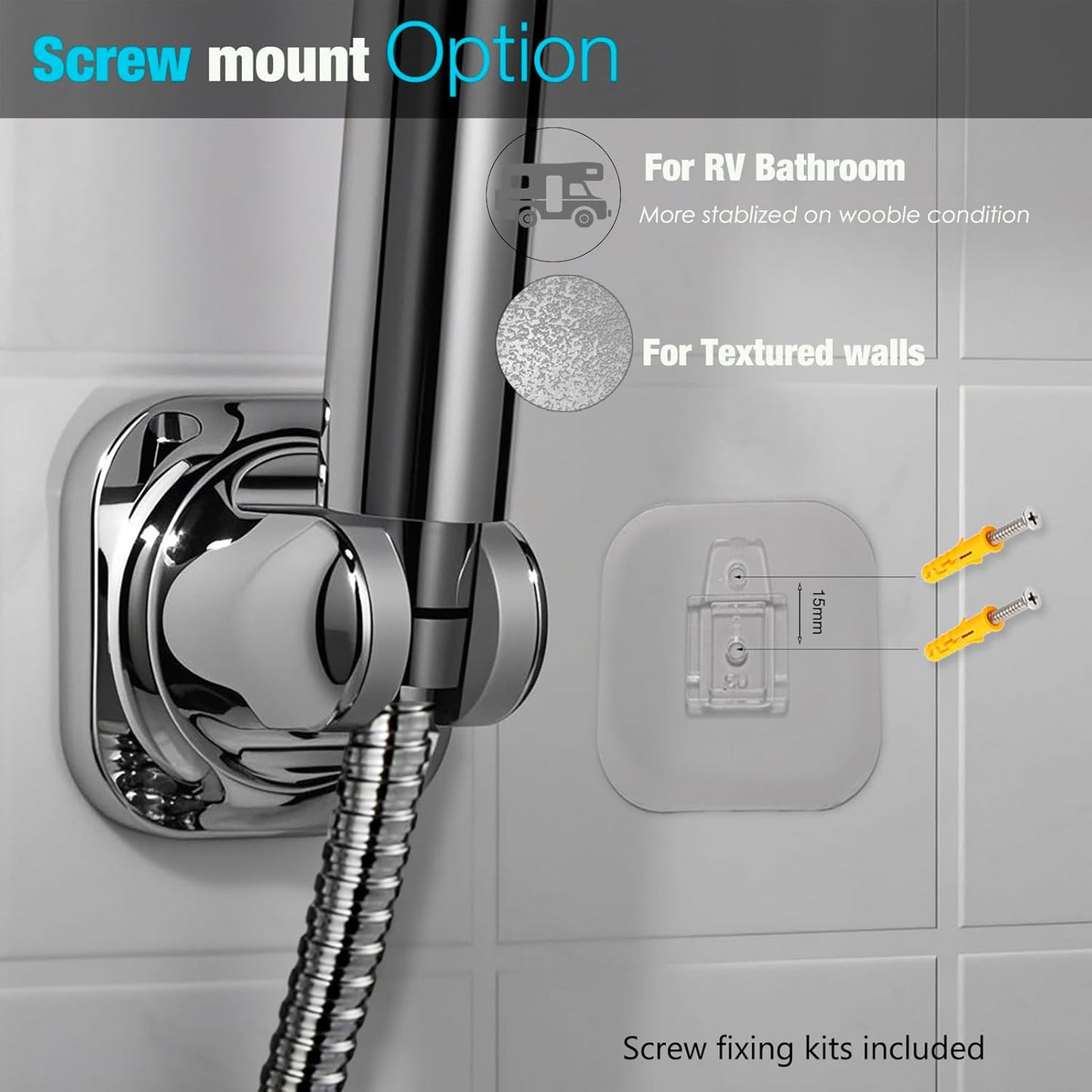Handheld Shower Head Holder - 5 Angles Adjustable - Concealed Adhesive Mount (Holder Only) V1259-DP01-A-3203