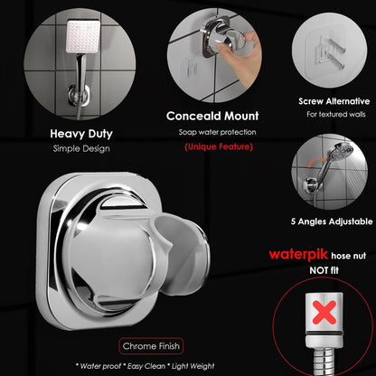 Handheld Shower Head Holder - 5 Angles Adjustable - Concealed Adhesive Mount (Holder Only) V1259-DP01-A-3203