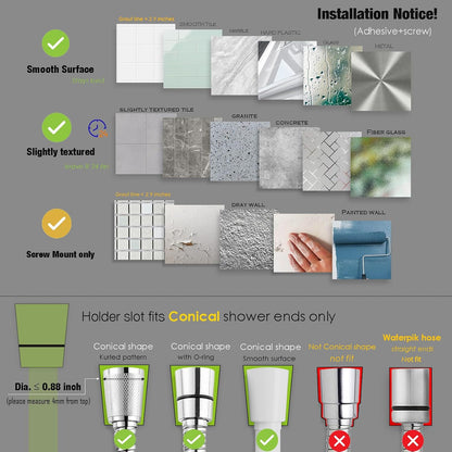Handheld Shower Head Holder - 5 Angles Adjustable - Concealed Adhesive Mount (Holder Only) V1259-DP01-A-3203