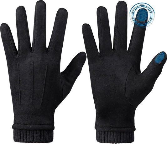 Womens Winter Suede Gloves With Touch Screen Texting Finger Wool Lined Windproof Warm Fashion Dress Gloves V1259-DP01-A-3209
