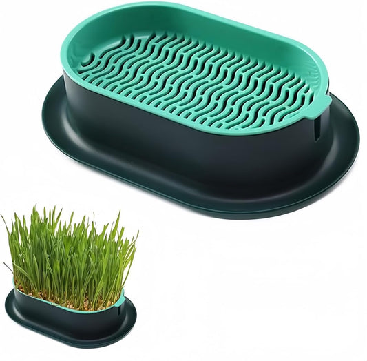 Cat Grass Planter Hydroponic Cat Grass (No Seeds Included) Catnip Wheatgrass Seed Sprout Tray Nursery Plant V1259-DP01-A-3223