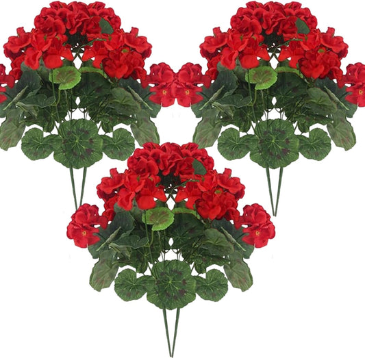 6Pcs Artificial Geraniums 14 Inch Lifelike Artificial Flowers with Adjustable Branches Long Lasting Vibrant V1259-DP01-A-3227