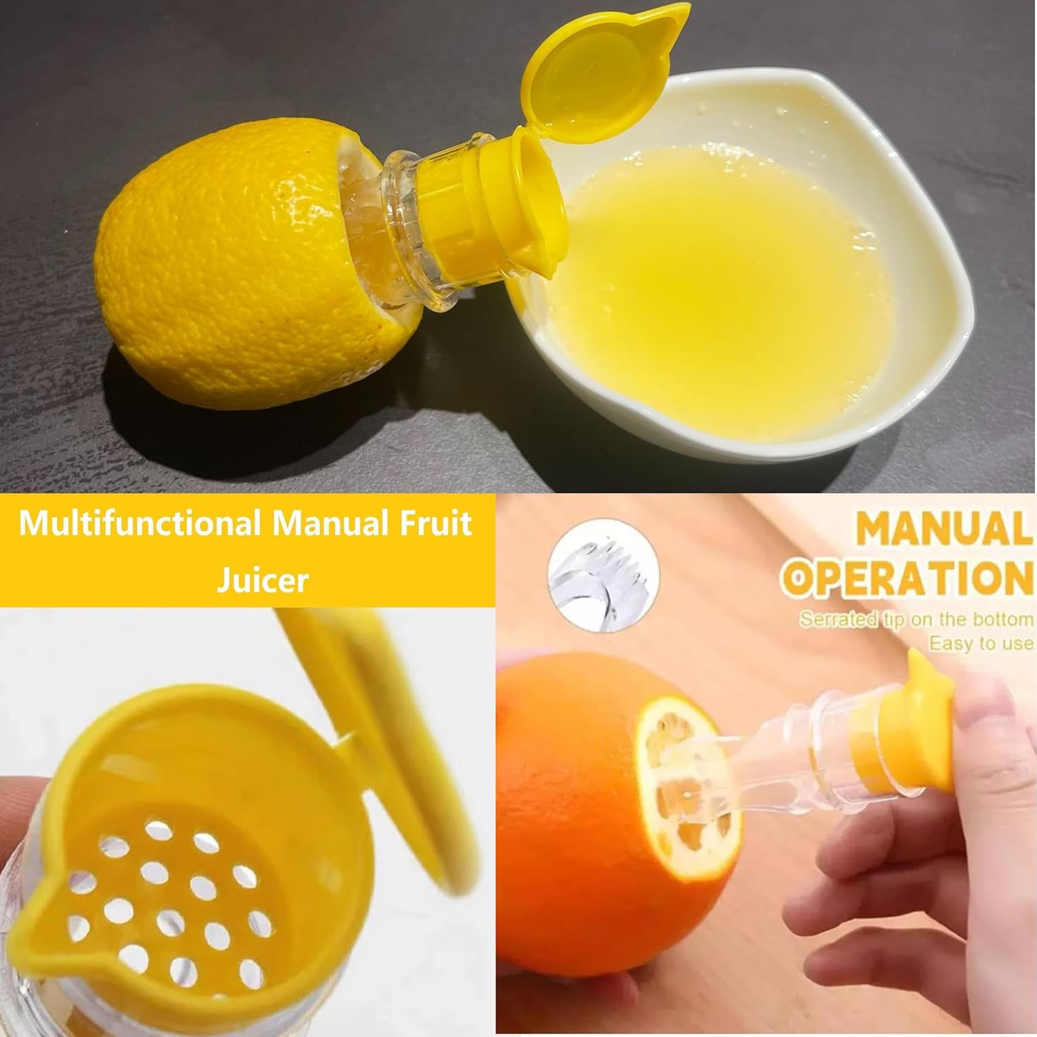 Mini Citrus Press - Handheld Lemon & Lime Juicer with Screw Top Lid, Compact Manual Juice Extractor for V1259-DP01-A-3228