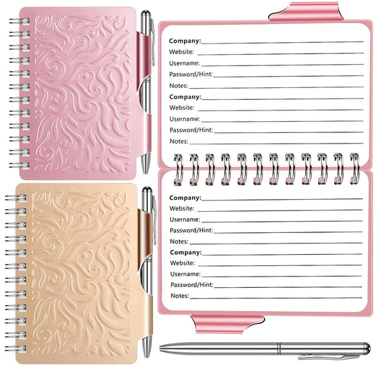 2 Pack Portable Password Notebook, Password Organizer Notebook Elegant Pattern Password Book Keeper with V1259-DP01-A-3236