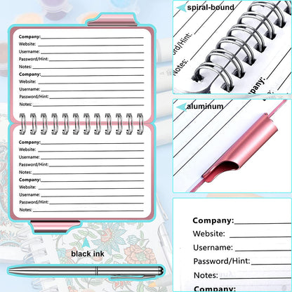 2 Pack Portable Password Notebook, Password Organizer Notebook Elegant Pattern Password Book Keeper with V1259-DP01-A-3236