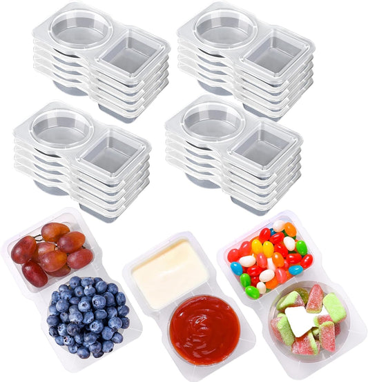 20-Pack Dual-Compartment Sauce Containers with Lids - Reusable Leak-Proof Dressing & Dip Storage for Snacks, V1259-DP01-A-3244